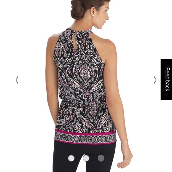 White House Black Market Printer Halter Tunic Top - Picture 2 of 11